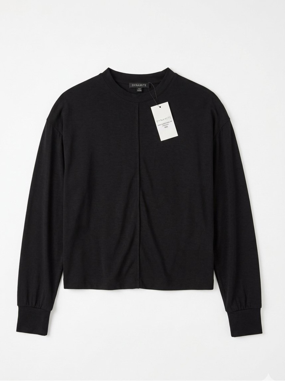 Dynamite Black Modal Mock Neck Long Sleeve Top XXS NWT